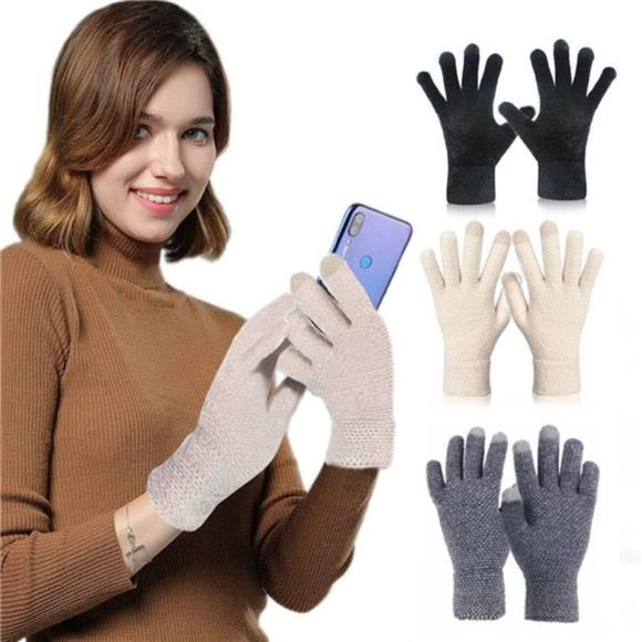 Tomily Unisex Winter Touch Screen Gloves Chenille Knit Texting Thick Gloves